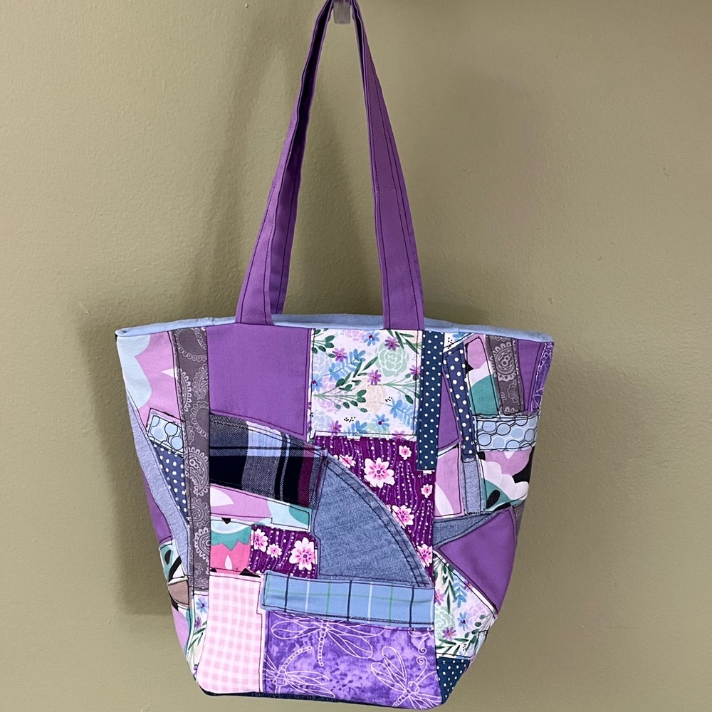 Upcycled, One Of A Kind Multi-Color Patchwork Fabric Shoulder Bag or Small Tote